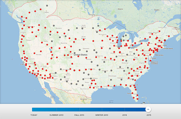 Tesla Motors покроет зарядными станциями всю Америку к 2015 году