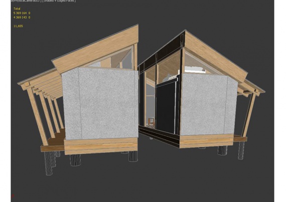 Двух и трех модульный компактный домик из соломенных панелей