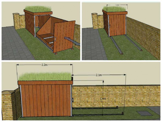 Как построить гараж для велосипедов с зеленой крышей