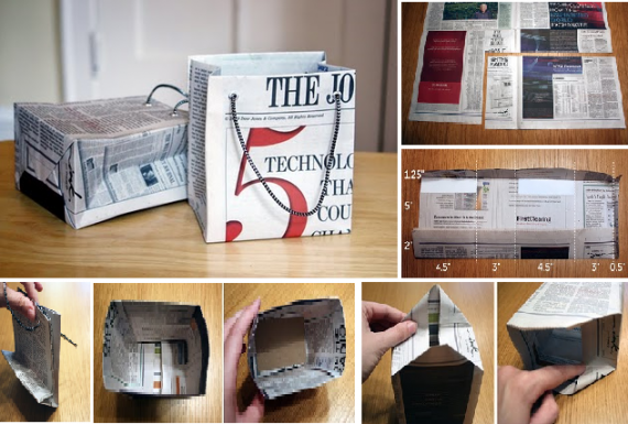 Как сделать сумку из газетной бумаги 