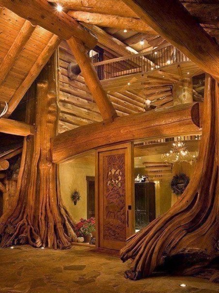 Красивые интерьеры домов из цельного дерева (+Фото)