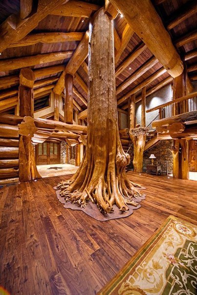 Красивые интерьеры домов из цельного дерева (+Фото)
