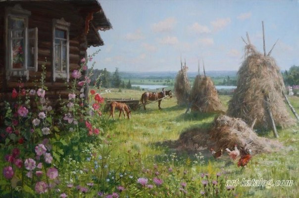 Красивая деревня в картинах художника