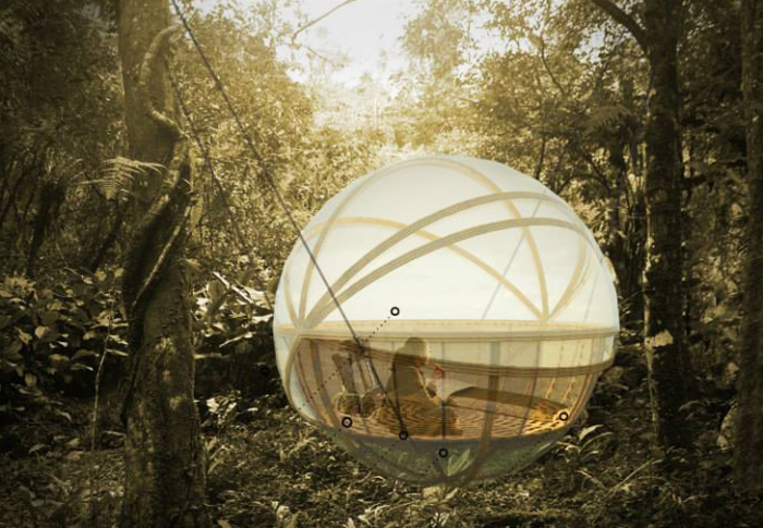 Группа дизайнеров из Британии представила интересный проект концептуального жилища для джунглей Лаоса. Дом получил название Spherical eco-lodges и объединяет в себе экологически чистые тенденции с комфортом и безопасностью.